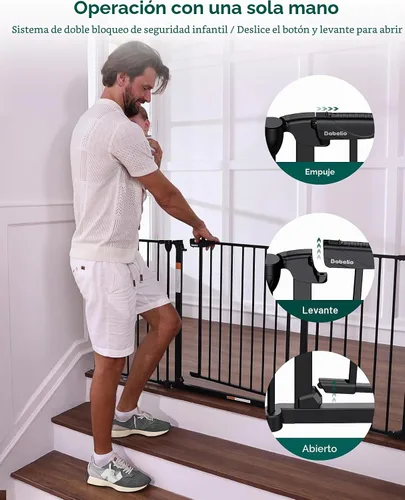 Vista 5 de Babelio Puerta de bebé extra ancha de 72 pulgadas, valla de perro de 30 pulgadas de alto con cierre automático para escaleras, puertas de cocina