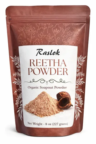 Vista 6 de Raslok Soapnut/Aritha/Reetha Powder para el cuidado del cabello Natural Sin conservantes ni aditivos añadidos (3.52 oz)