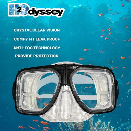 Vista 7 de H2Odyssey Alpha 2 Scuba Mask - Anti Fog Scratch Resistant Masks for Snorkeling - Wide Angle Comfort Fit Diving Mask