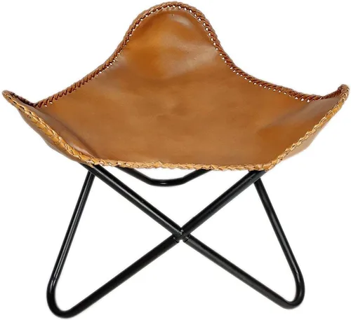 Vista 35 de Pie plegable de mariposa de cuero Acento de salón, camping, caminar, caza, senderismo, pesca, viajes (beige)