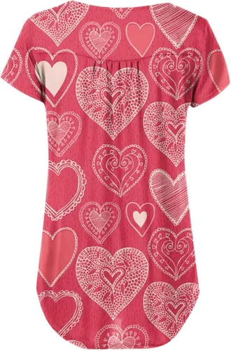 Vista 4 de Cutout Homewear Short Sleeve Shirts Woman Mother's Day Simple Henley Thin Shirt Button Down Print Soft Blouse
