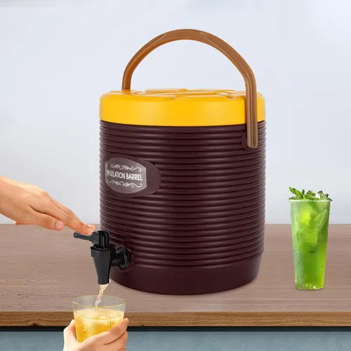 Vista 9 de Dispensador de bebidas frías y calientes, dispensador de bebidas aislado de 3.4 galones con grifo, cubo de acero inoxidable para bebidas frías