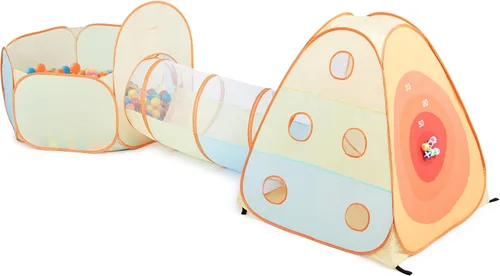 Vista 10 de UTEX Tienda de campaña desplegable 3 en 1 con túnel, pozo de pelotas para niños, niñas, bebés y niños pequeños, casa de juegos para interiores