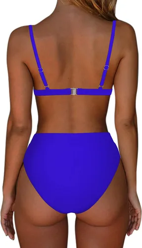 Vista 2 de SUUKSESS Conjunto de bikini de cintura alta para mujer, traje de baño de dos piezas con triángulo sexy