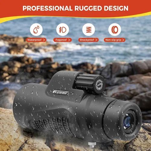 Vista 6 de Astromania Telescopio monocular 10x42 HD K9 prisma – Alta potencia y compacto, impermeable, a prueba de niebla, a prueba de golpes para observación