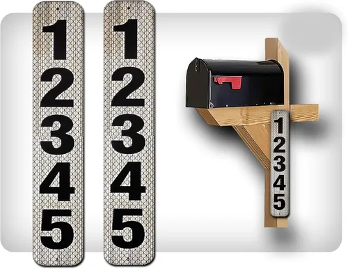 Vista 17 de Curb N Sign - Placas de números para buzón – 3 x 10 pulgadas hechas de aluminio reflectante de alta calidad – Números de buzón súper reflectantes