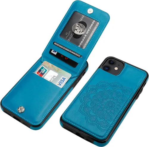 Vista 8 de Vaburs Funda compatible con iPhone 11 con tarjetero de crédito, diseño de guepardo de leopardo negro, cierre magnético de piel sintética de primera