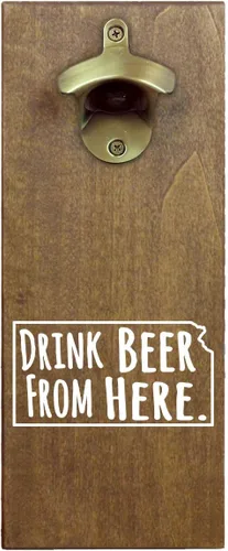 Vista 17 de Torched Drink Beer From Here - Abridor magnético de botellas de cerveza con receptor de tapa (Alabama) Abrebotellas montado en la pared imán