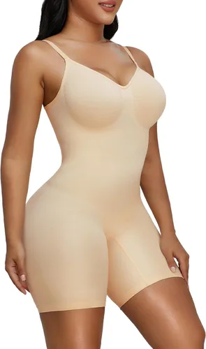 Vista 2 de YIANNA Shapewear for Women Tummy Control Bodysuit Open Bust Mid Thigh Seamless Sculpting Body Shaper