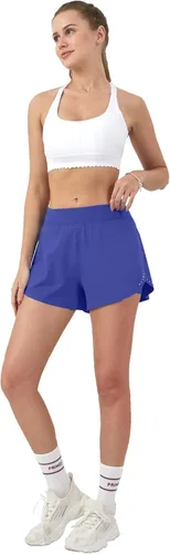 Vista 6 de Aurefin Pantalones cortos de correr 2 en 1 para mujer, pantalones cortos deportivos de cintura alta para mujer, ligeros, para entrenamiento, yoga