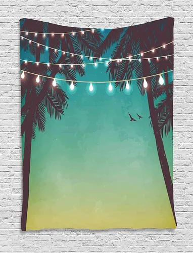 Vista 171 de Ambesonne Tapiz hippie, abrazo de hongos de ensueño y árbol de la vida místico y mandal verde, decoración de tela para colgar en la pared