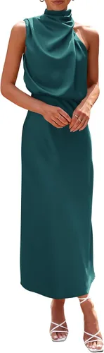 Vista 13 de PRETTYGARDEN Women's Summer Satin Maxi Cocktail Dress Verde militar