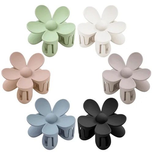 Vista 9 de 6 pinzas para el cabello de flores, pinzas de margarita, pinzas de garra grandes mate, pinzas de sujeción fuerte, accesorios para cabello grueso, 6