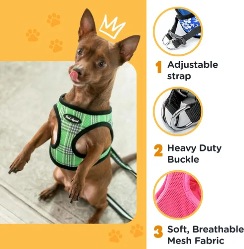 Vista 4 de Bark Appeal Arnés Escalonado para Perro Azul Aguamarina para Mascotas Pequeñas-Medianas – Tallas Actualizadas, Volver a Medir es Esencial – Arnés