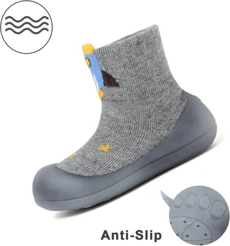 Vista 5 de Zapatos de calcetín para bebé, suela de goma suave, antideslizante, para interiores, para bebés, niños y niñas, zapatos de entrenamiento