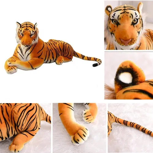 Vista 5 de GracesDawn Animales de peluche, tigre de 26.8 pulgadas (incluyendo el tamaño de la cola), gato de peluche para temática de la selva, decoración