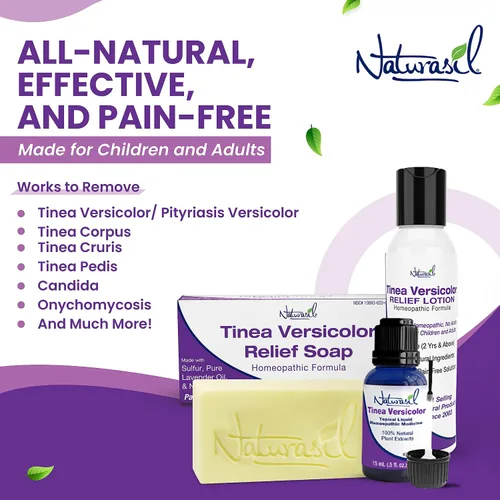 Vista 4 de Naturasil Tinea Versicolor Loción de tratamiento - Loción de azufre Max-Strength 10x para alivio antifúngico de acción rápida Alivia y restaura