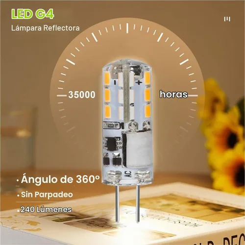 Vista 7 de Bombilla LED G4 de 12 V (CA/CC) 2 W - Blanco cálido 2700 K, no regulable, base de dos pines, paquete de 10 – Reemplazar bombillas halógenas de 10