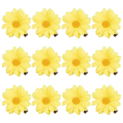 Vista 9 de Framendino, Paquete de 12 pinzas de flores con clip de margarita azul, pequeñas horquillas de girasol, accesorios de novia para mujeres y niñas