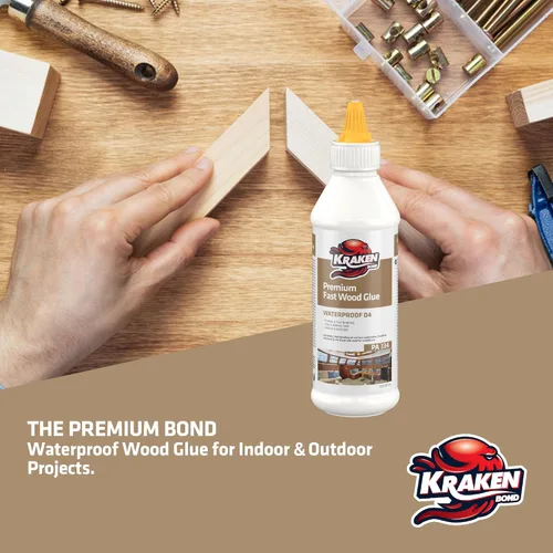 Vista 5 de Kraken Bond D4 - Pegamento para madera de secado rápido, (1 x 13.5 onzas líquidas), pegamento de poliuretano impermeable de grado marino