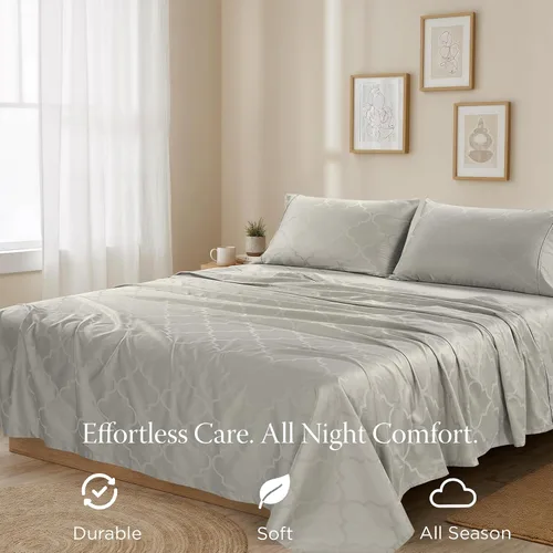 Vista 69 de Threadmill Juego de sábanas de algodón Twin Sábanas 100% algodón para cama tamaño Twin Juego de sábanas de satén jacquard damasco con bolsillo