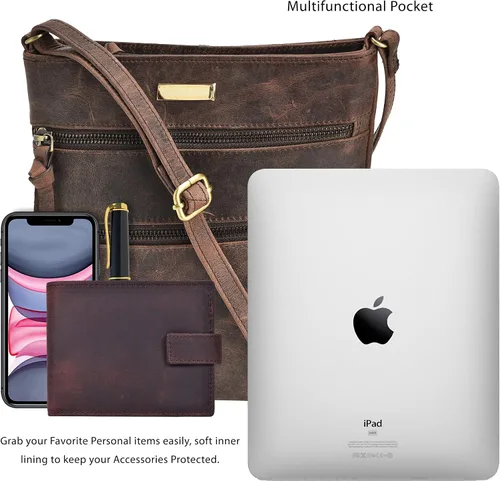 Vista 6 de ESTALON Bolso cruzado de cuero para mujer, pequeño cruzado largo sobre el hombro, bolsos y bolsos para mujer, Bolsos