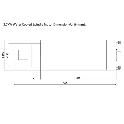 Vista 4 de Motor refrigerado por agua del eje del CNC de ATO 3.7kW, 24000rpm, 380V, 400Hz para la máquina del CNC de talla de madera