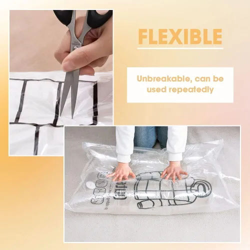 Vista 6 de Bolsas de almacenamiento colgantes al vacío, bolsa de almacenamiento reutilizable para colgar compresible, bolsas ahorradoras de espacio con bombas