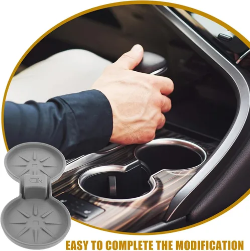 Vista 7 de Cabilock Car Cup Holder Insert Mat Gray Silicone Anti-Slip Central Console Coaster Automotive Cup Holder Pad for Spill Prevention Easy Installation