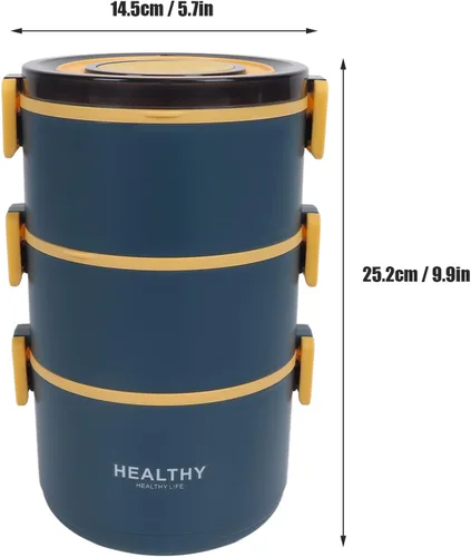Vista 6 de Topyond Termo para comida caliente, caja Bento apilable, caja de almuerzo de acero inoxidable, contenedor de alimentos aislado de 74.4 fl oz con 3