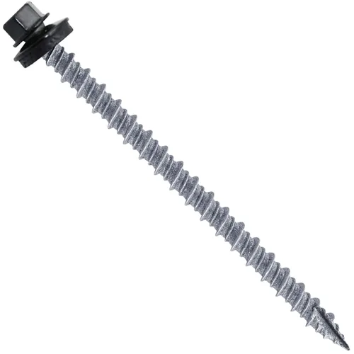 Vista 270 de Tornillos para techos de metal gris ABC 10 x 1 - Cabezal hexagonal - Arandela EPDM - Arandela de arranque automático/roscado - 1 bolsa - 250