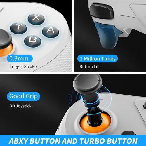 Vista 4 de Honghao Switch Controller, Wireless Pro Game Controllers For Nintendo SwitchOLEDLitePCIOS, Remote Gamepad With TurboVibration6-axis Motion (White)
