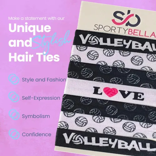 Vista 2 de SportyBella - Accesorios para el cabello de voleibol para niñas, elásticos