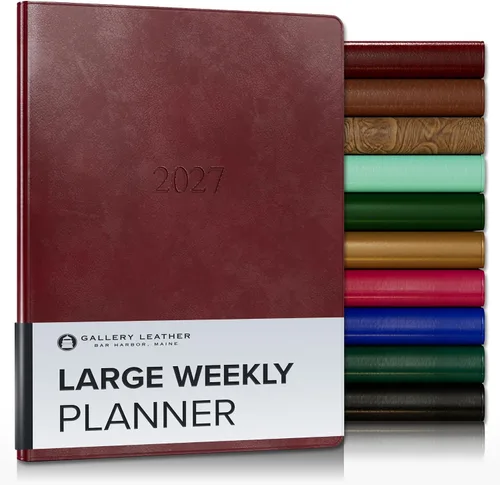 Vista 122 de Gallery Leather Planificador Semanal y Mensual Grande 2025-2026, Calendario Planificador y Cuaderno Elegantemente Encuadernado con Elegantes Bordes