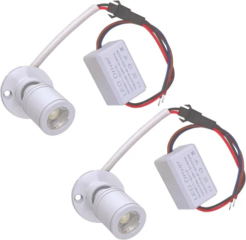 Vista 8 de 2 paquetes de mini focos de 3 W, AC 110V 220V, luces empotradas para techo, para exhibición en vitrina y debajo del gabinete, luz blanco cálido 3000