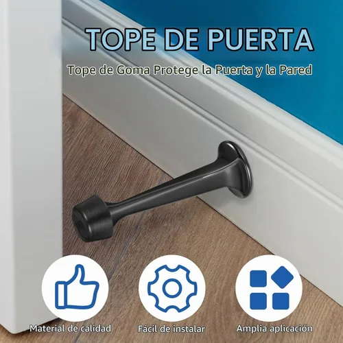 Vista 4 de Chumia - Paquete de 24 topes rígidos para puerta, montaje en pared de 3 Negro