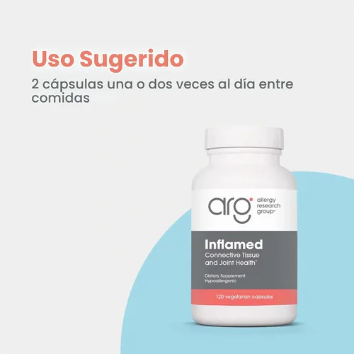 Vista 4 de Allergy Research Group - InflaMed - Soporte Articular, Atletas - Curcumina, Jengibre, MSM - 120 Cápsulas Vegetarianas