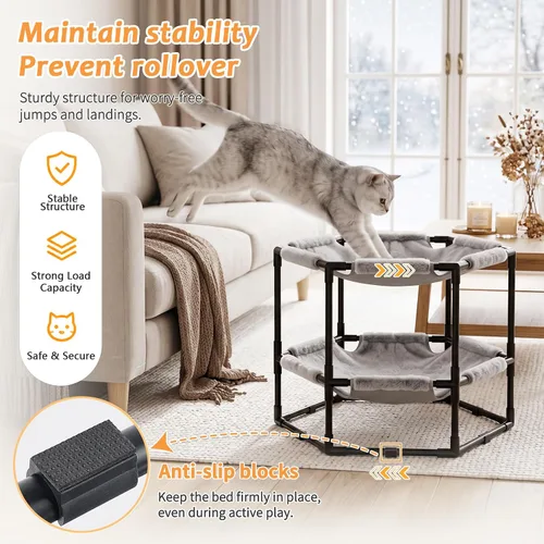Vista 4 de Hamaca elevada para gatos, litera elevada hexagonal para gatos