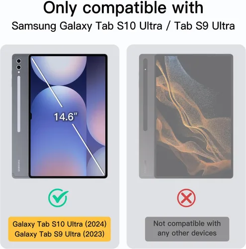 Vista 2 de JETech Funda para Samsung Galaxy Tab S10 Ultra/Tab S9 Ultra de 14.6 pulgadas, funda protectora translúcida con soporte de tres pliegues en la parte