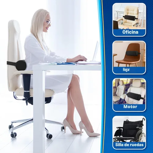 Vista 7 de CushZone Almohada de soporte lumbar para rodillo, cojín trasero de espuma Negro