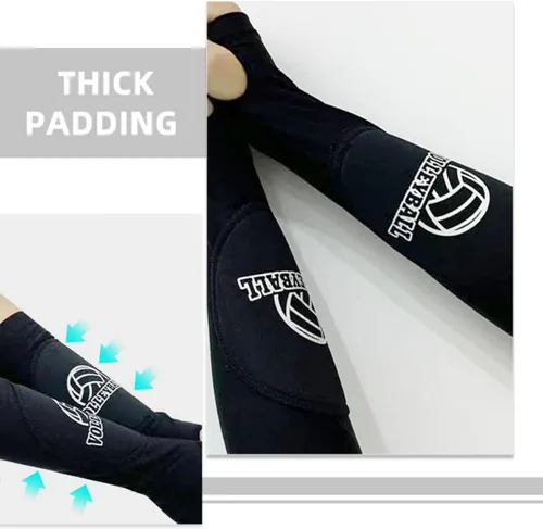 Vista 9 de 1 par de codos acolchados protectores de brazo deportivos para voleibol y baloncesto, soporte de compresión, almohadillas protectoras para brazos