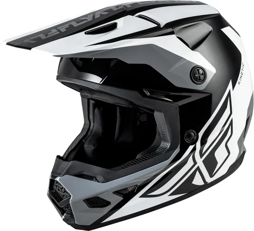 Vista 7 de FLY Racing Kinetic Crest MX Casco – Aprobado por DOT, carcasa de policarbonato ligero, equipo de protección avanzada para motocross Negro/Rojo/Gris