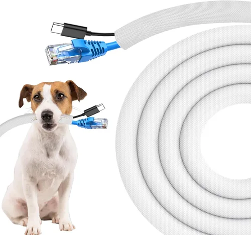 Vista 9 de Secbolt Protectores de cable de mascotas sin masticar, 10 pies - 1/2 pulgada, beige Cubiertas de cable duraderas para mascotas, protector