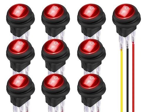 Vista 9 de DaierTek Interruptor basculante impermeable de 12 V y 20 A con luz LED azul, redondo, 3 pines, 12 voltios, palanca iluminada resistente a
