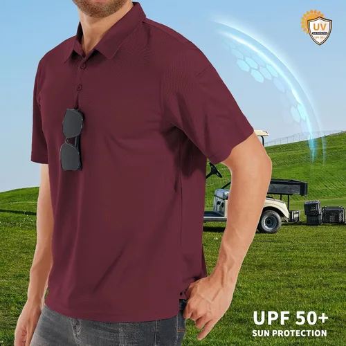 Vista 4 de Cityork Polo para hombre, manga corta, táctica, de secado rápido, informal, con cuello