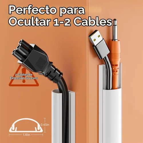 Vista 2 de Kit de ocultación de cables Delamu para pared con adhesivo, cubierta de alambre de múltiples funciones, 42.5 pulgadas para ocultar cables en Blanco