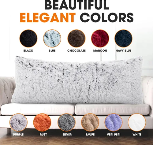 Vista 6 de Cheer Collection Almohada larga para el cuerpo, almohada larga suave y mullida para sofá y cama, almohada de felpa para dormir de lado, almohada