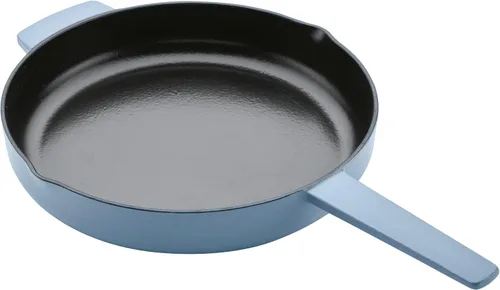 Vista 8 de KitchenAid Sartén/sartén de hierro fundido esmaltado con mango auxiliar y boquillas de vertido, 12 pulgadas, terciopelo azul