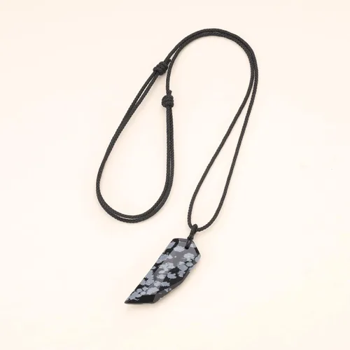 Vista 6 de COAI Collar con dije de colmillo de lobo en obsidiana para hombre