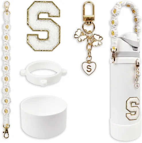 Vista 59 de SITKOL Juego de Monogramas Bonitos de Silicona Compatible con Botella de Agua Owala 24 oz, 32 oz, 40 oz - Accesorios Perfectos con la Letra Owala